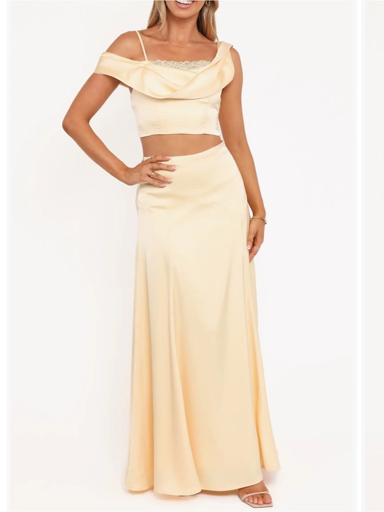 Petal & Pup Dresses & Skirts - Petal & Pup Marylin Satin Crop Top Maxi Skirt Set Butter Yellow S